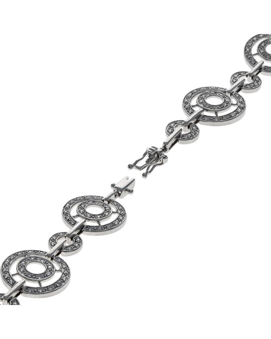 Diamond Alternating Circle/Bar Link Bracelet